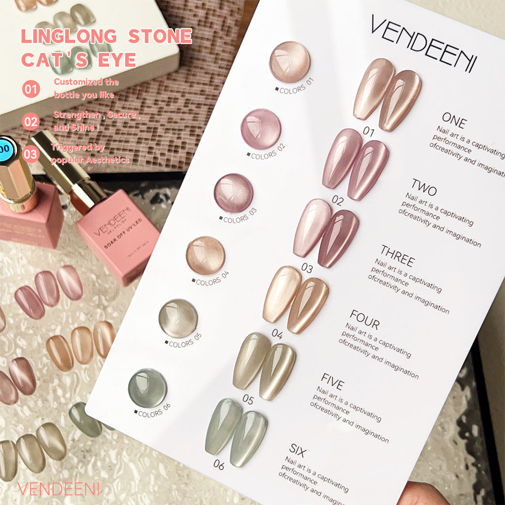 Vendeeni Linglong Stone Cat Eye 6 Colors UV Polish Boiled Water Small Set