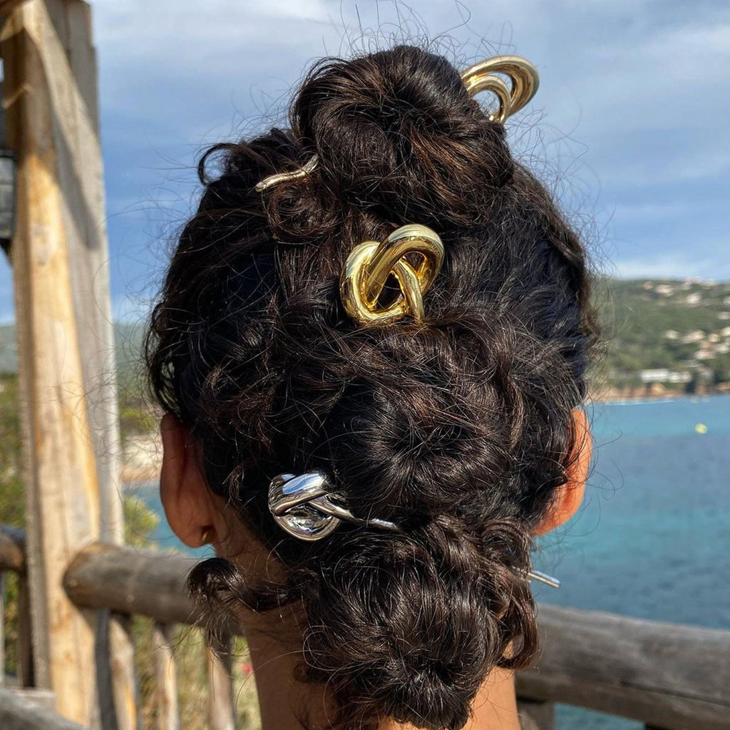 European And American Hair Clasp Simple Tie Up The Hair Elegant 18K Gold Stainless Steel Hairpin