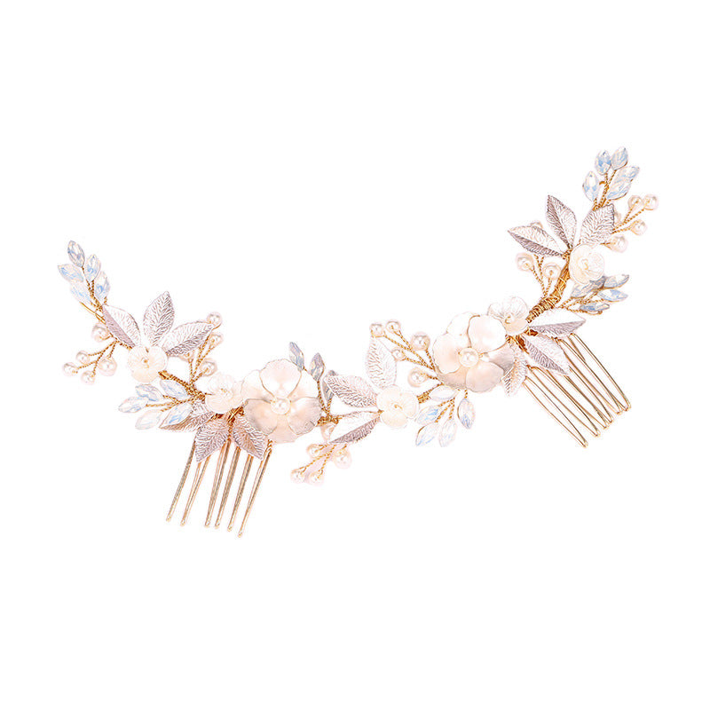 Headpiece Gold Leaf Hair Comb Accessory Pearl