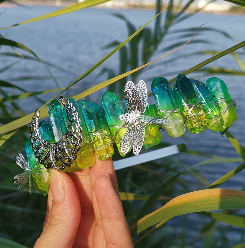 Handmade Dragonfly Accessories Moon Crown Bride Hairband
