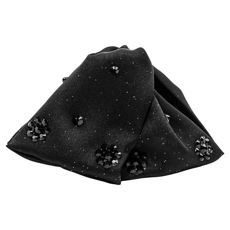 High-end Hepburn Style Louis Grip New Black Crystal