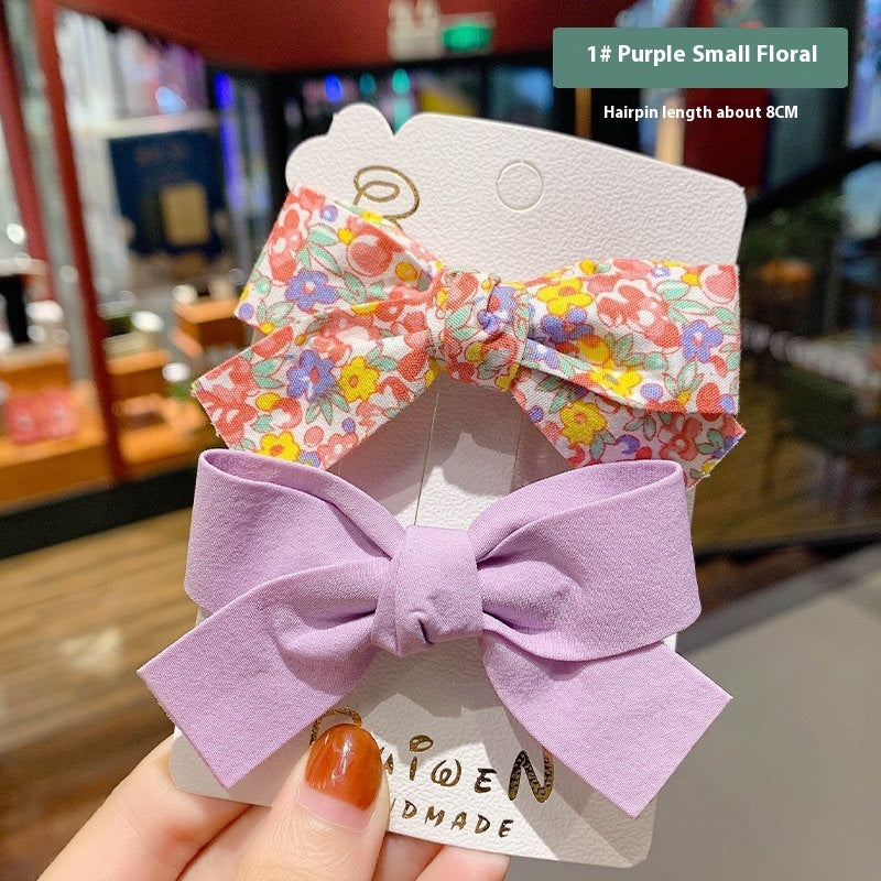 Girls' Bow Floral Fabric Barrettes