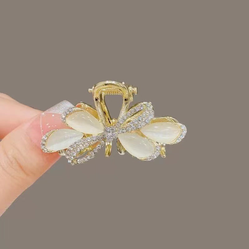 Black Temperament Opal Flowers Small Jaw Clip