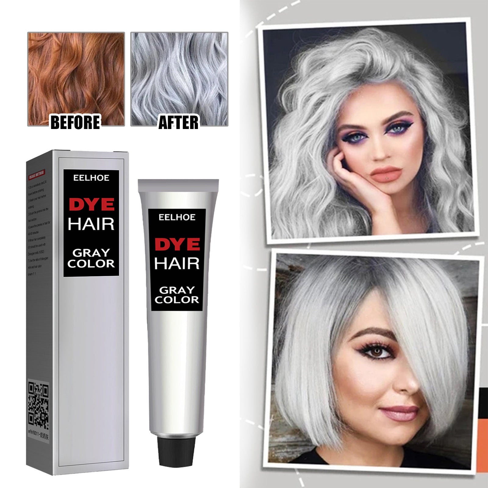 Eelhoe Easy To Color Hair Care Long-lasting Mild Hair Gray Hair Hairdressing Agent