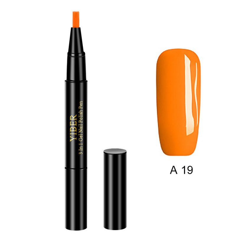 Yiber 5pcs Nail Polish Pen 3 In 1 One Step Glue Pen Multicolor