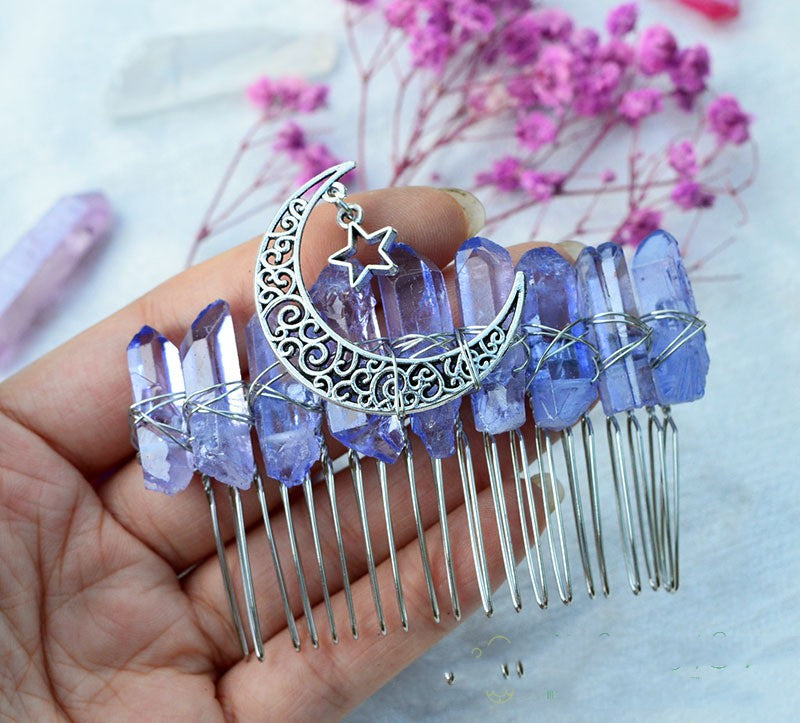 Premium Handmade Crown Moon Hollow Star Hair Comb