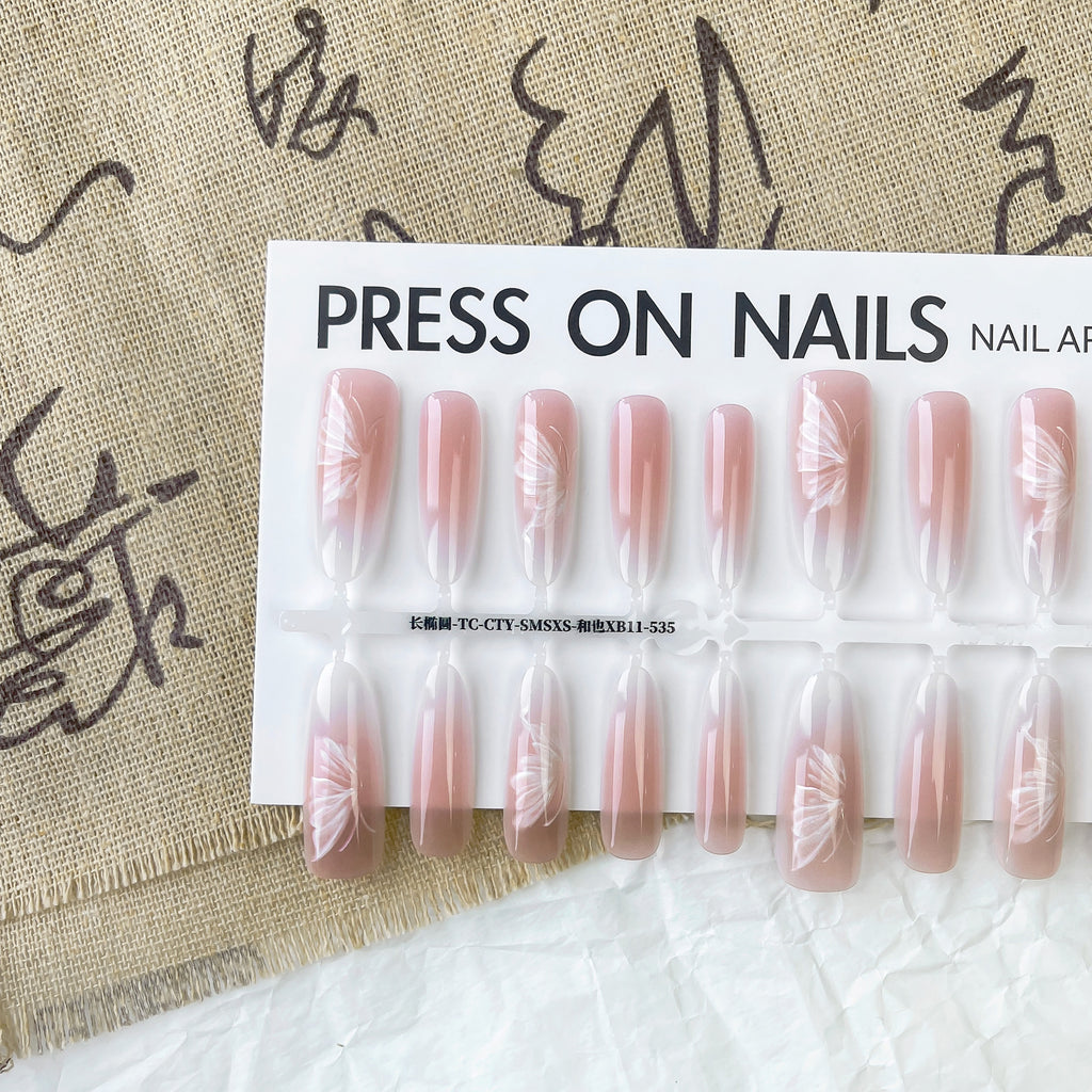 Press On Nails New Chinese Style Butterfly Oval Almond Nail Shaped Piece