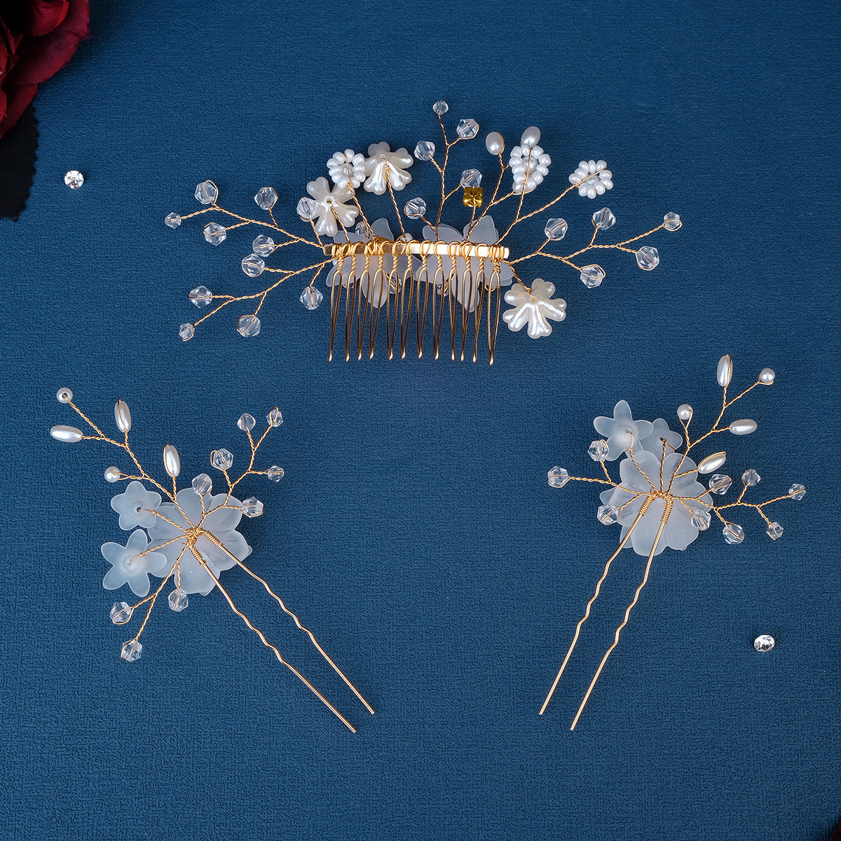 Pearl Flower Exquisite Flower Leaf Bridal Headdress Hair Comb
