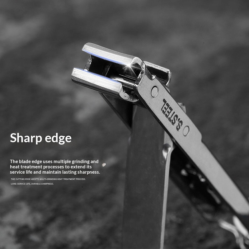Stainless Steel Folding Nail Clippers With Keychain