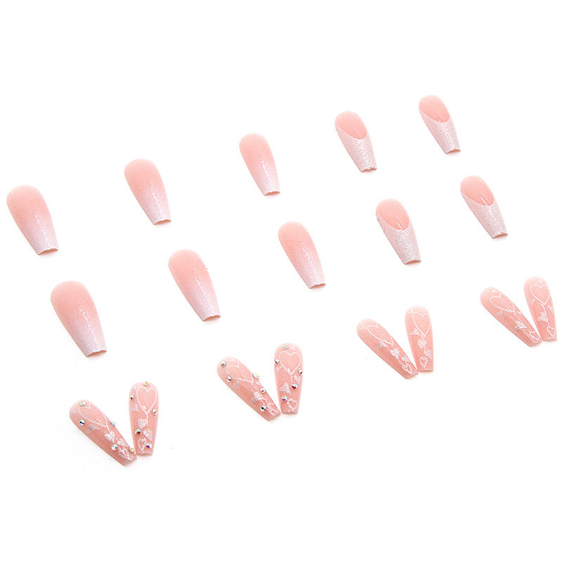 Long Ballet Nail Love Diamond In The Debris 24 Pieces Gradient Nail Stickers