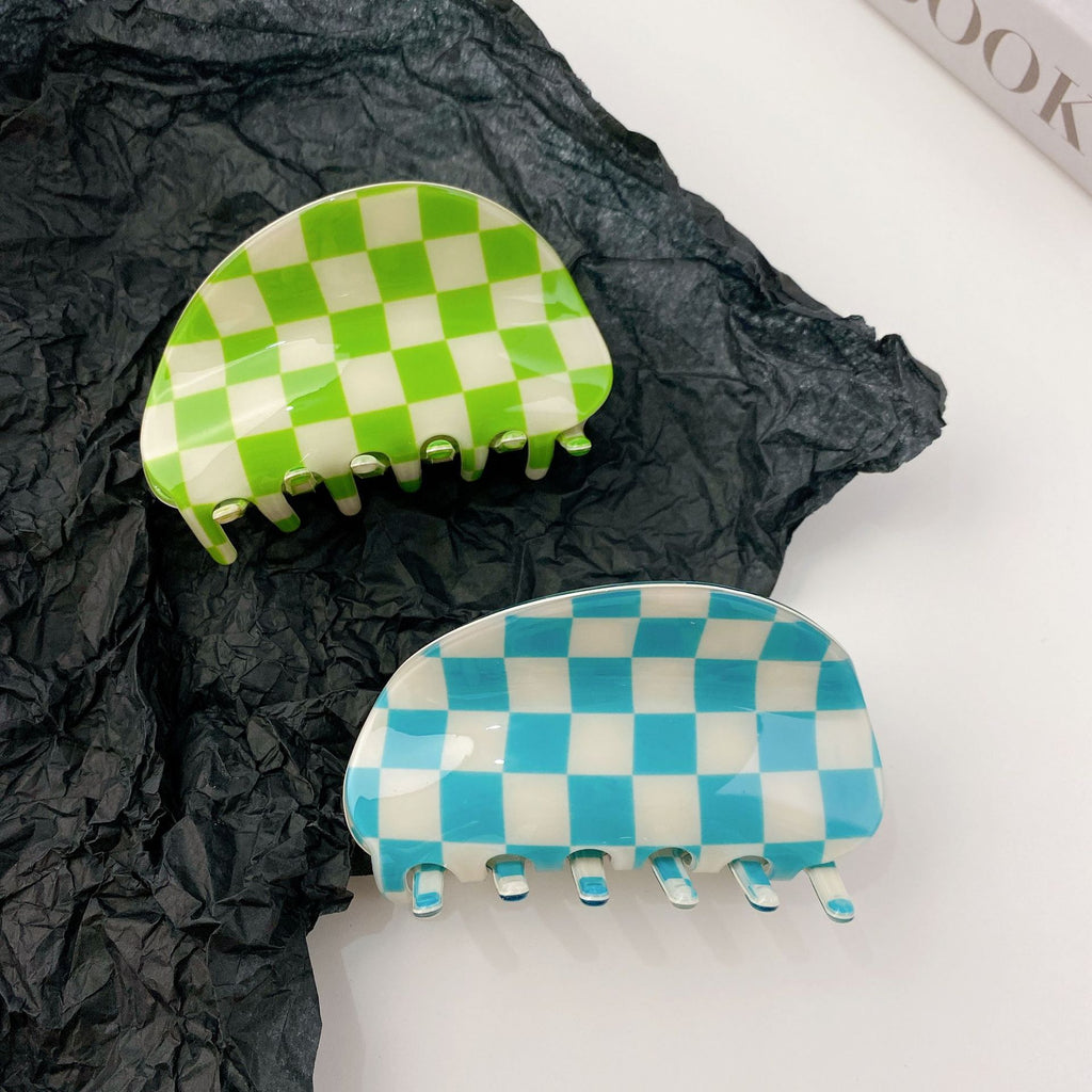 PVC Fashion Black And White Checkerboard Grip Clip Women