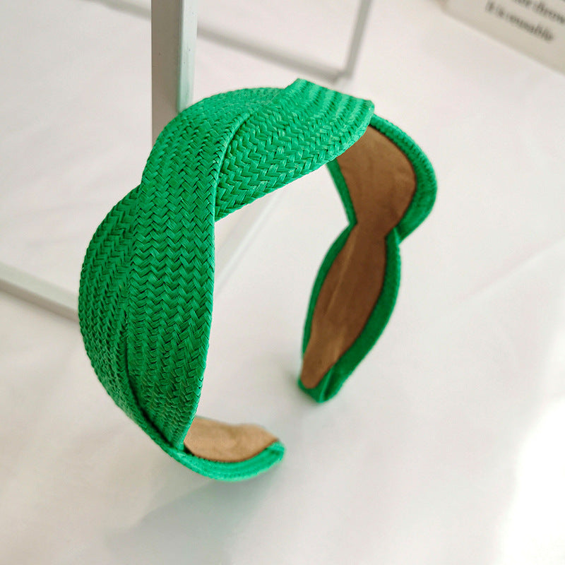 European And American Wide-brimmed Fashion Solid Color Straw Headwear