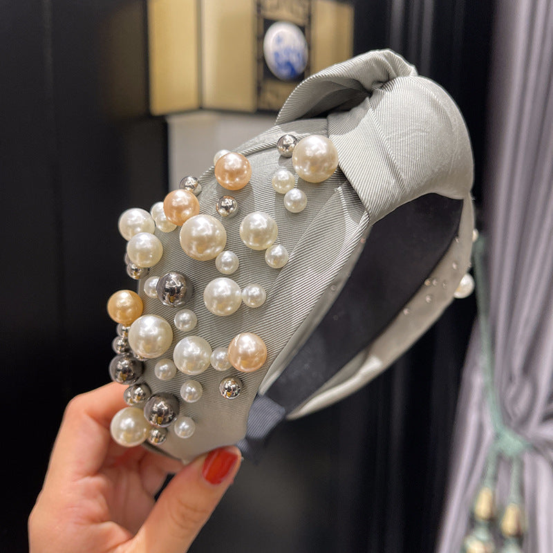 Ladies Fashion Personality Pearl Headband Multicolor