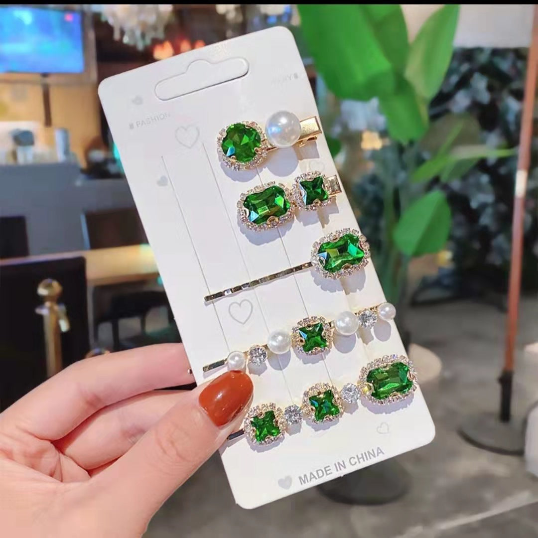 Vintage Super Emerald Rhinestone Hair Clip