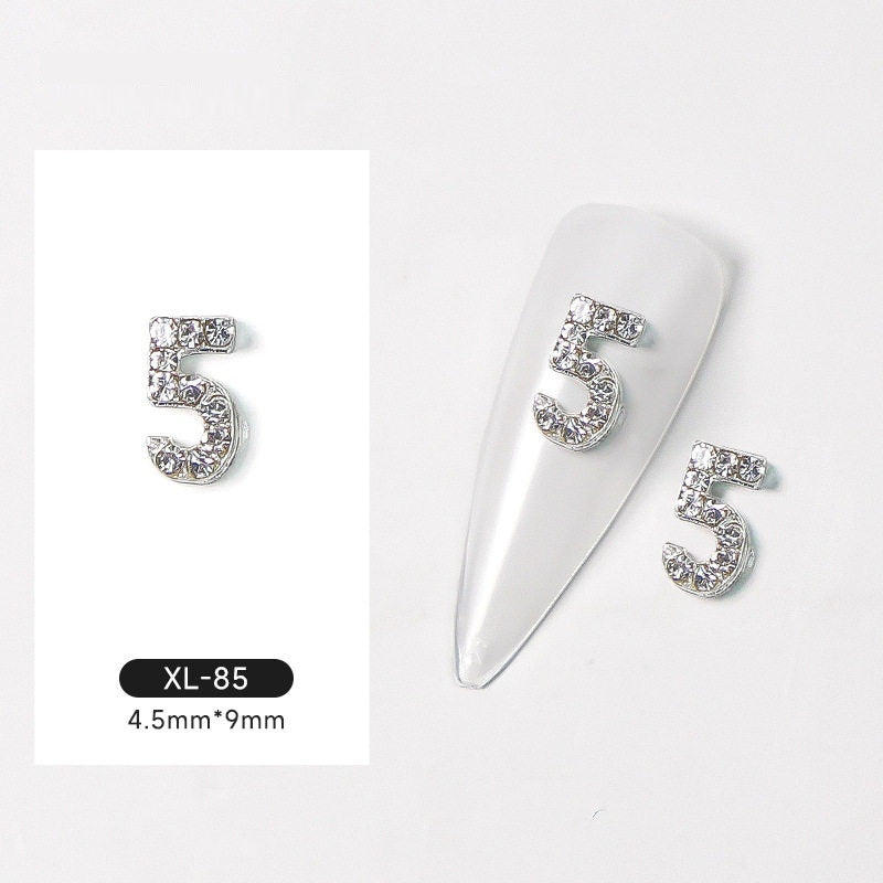 Silver Digital Sparkling Diamond Alloy Nail Decoration