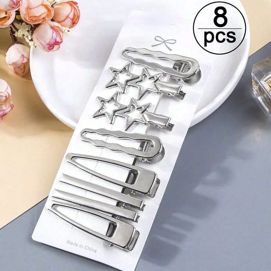 24-piece Cold-Style Set Heart-Shaped Rhinestone Letter Duckbill Hair Clips