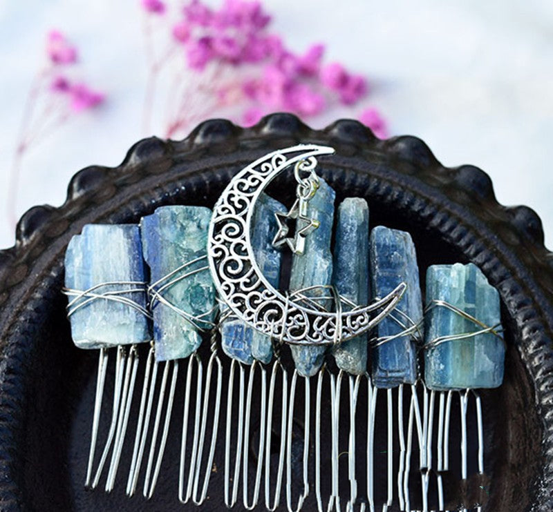 Premium Handmade Crown Moon Hollow Star Hair Comb