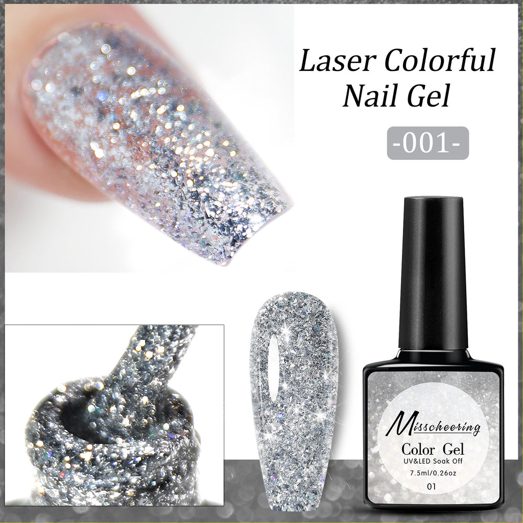 Misscheering Popular Diamond In The Debris Glue Sequins Laser UV Polish Nail Art