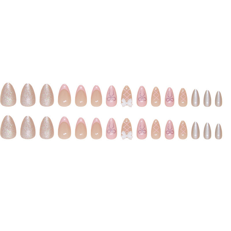 Minimalist Bowknot Pearl French Nail Stickers