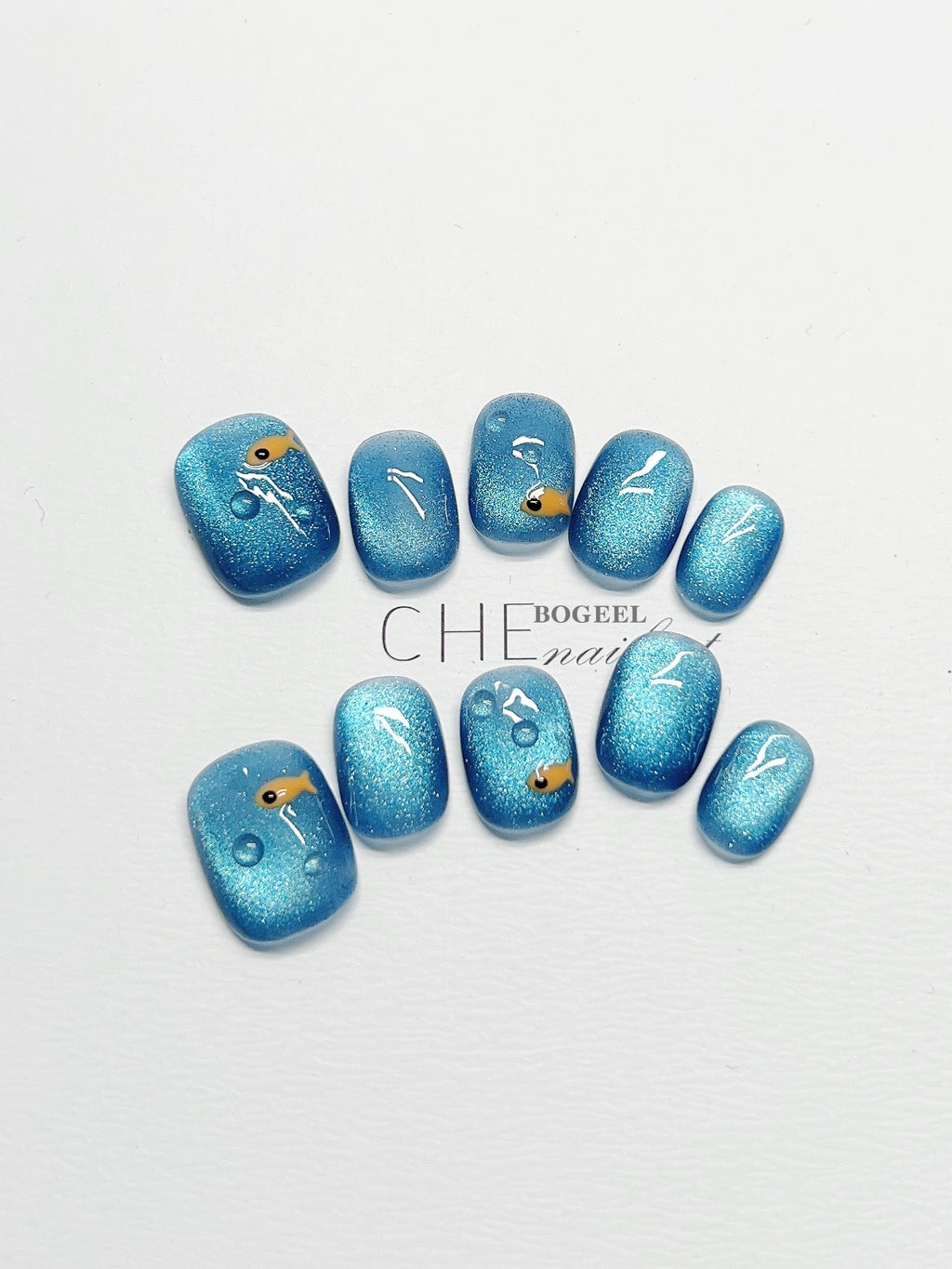 Chebogeel Blue Light Rain White Finished Product Nail Tip