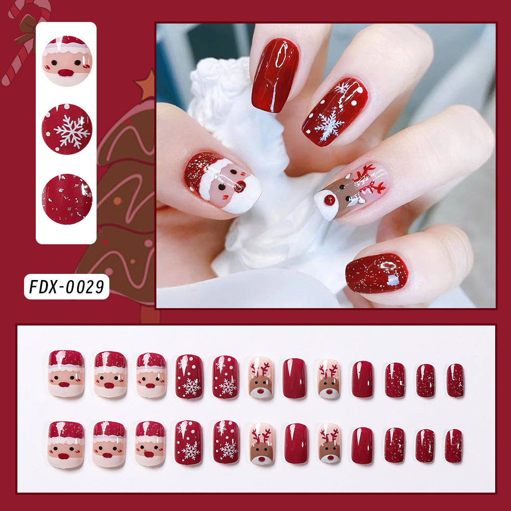 24 Pieces Christmas Elk Red Wear Nail Polish