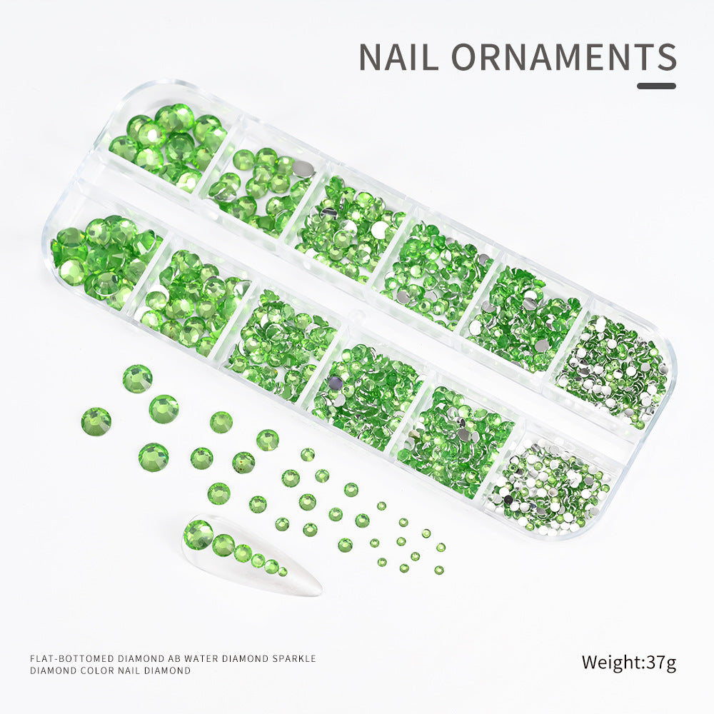 Plaid Nail Beauty Flat Bottom Rhinestone