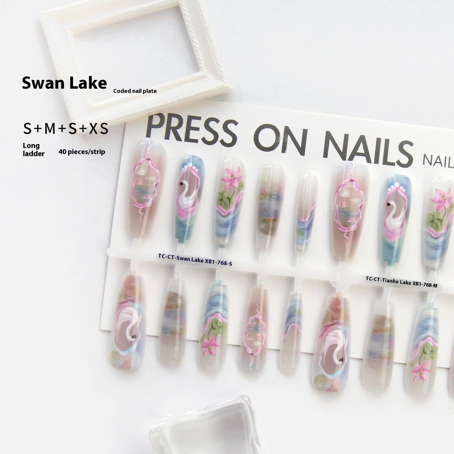 Press On Nails Ancient Style National Style Swan Lake Blooming Prefabricated Nail Tip Wear Armor