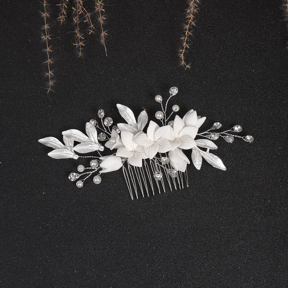 Alloy Leaf Shape Hair Comb Side Comb