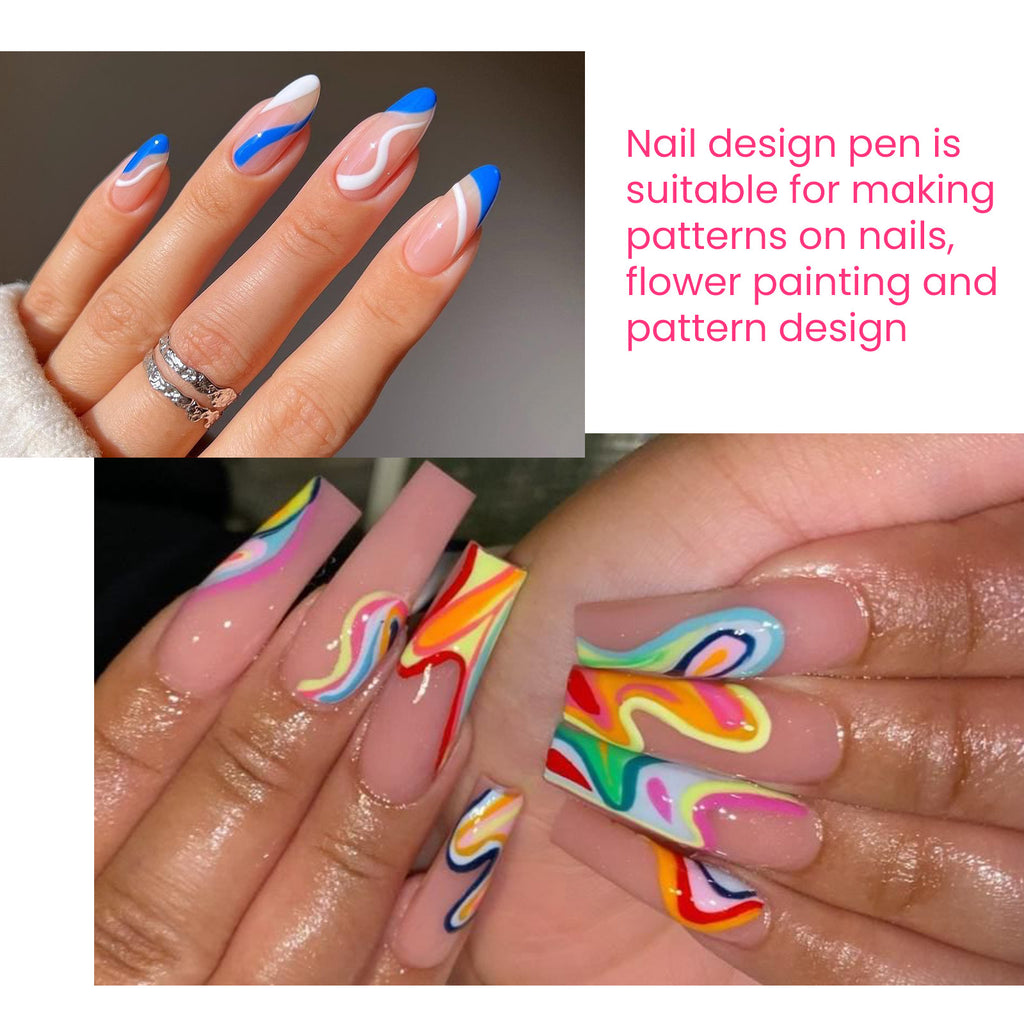 Nail Art Easy To Color Smudges Painted Nail Hook Line Pen