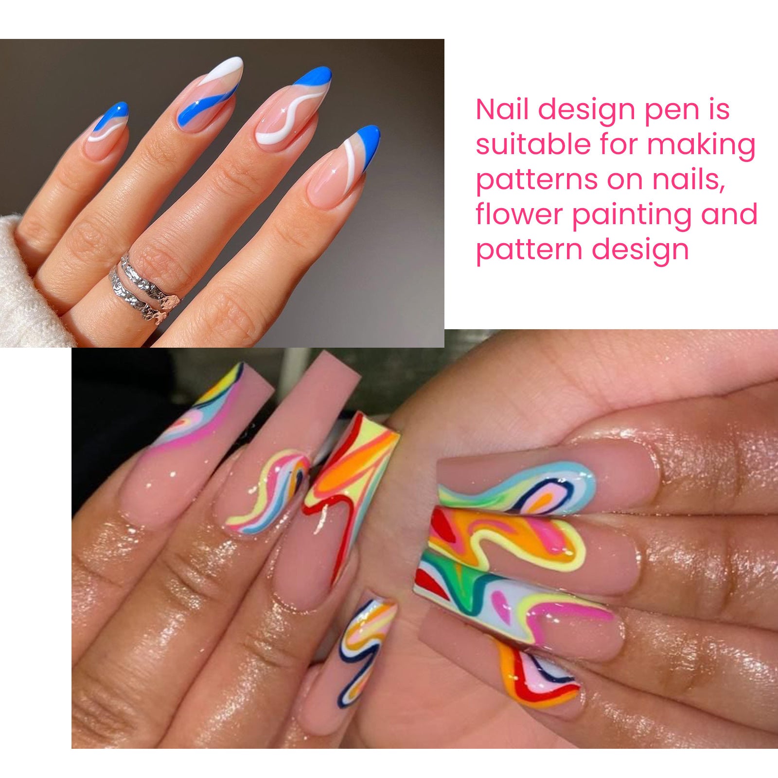 Nail Art Easy To Color Smudges Painted Nail Hook Line Pen