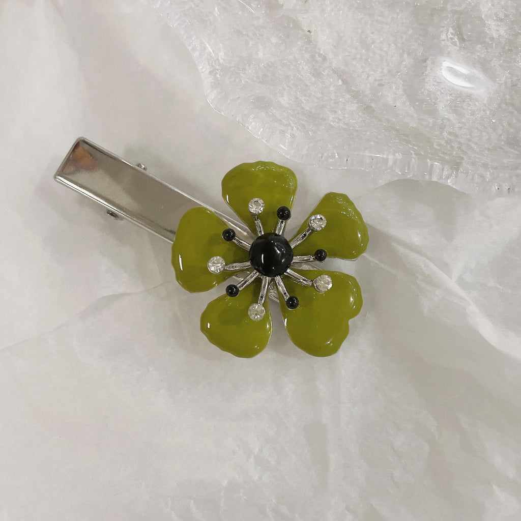 Oil Drop Green Simple Three-dimensional Flower Hairpin Niche Sense Of Luxury