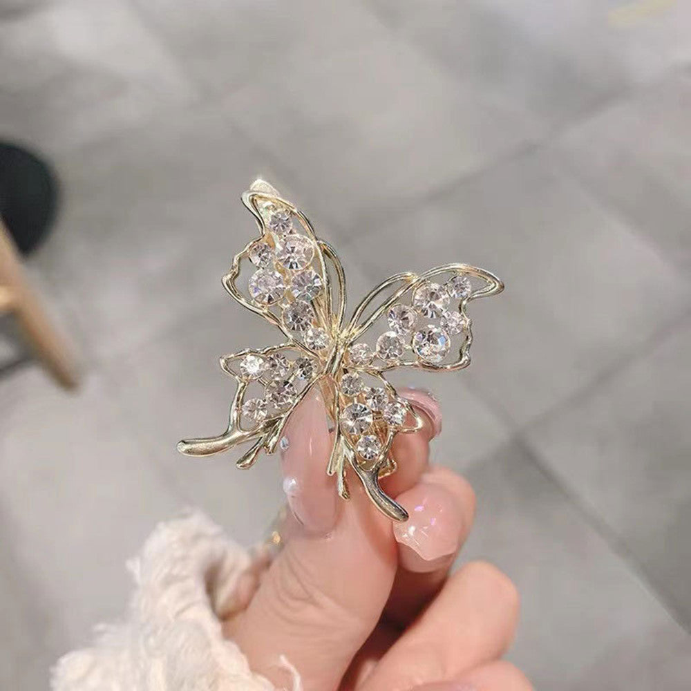 Fashion Rhinestone Butterfly Duck Bill Hairpin