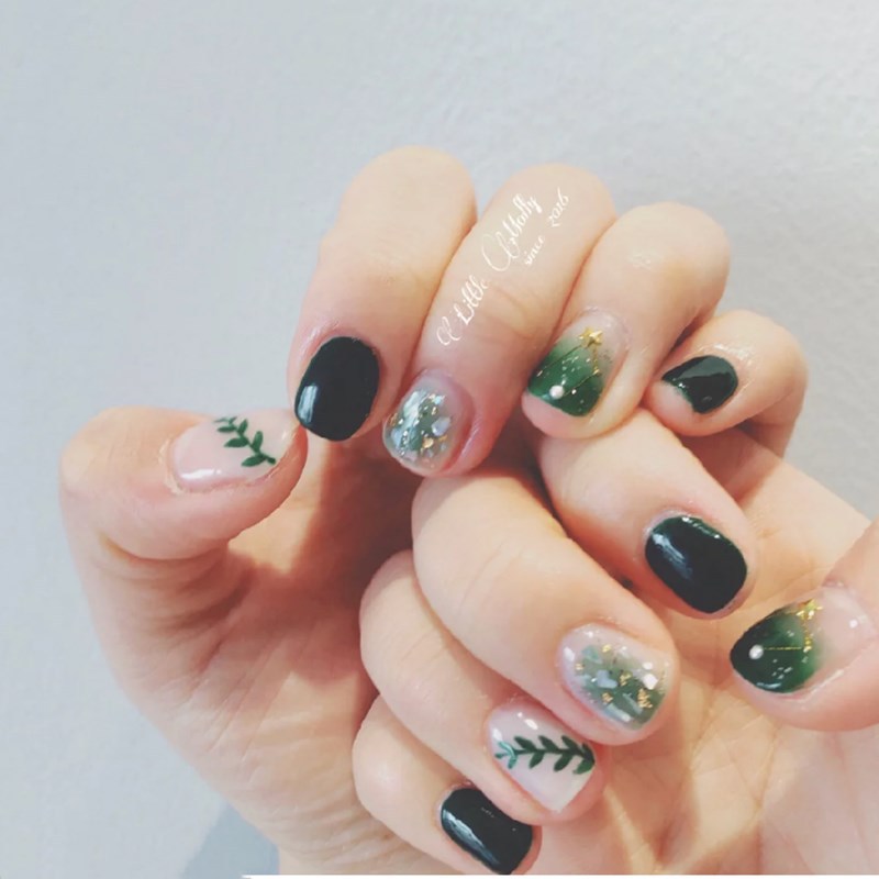 Green Leaf Nail Sticker Cactus Green Polka Dot Leopard Nail Sticker