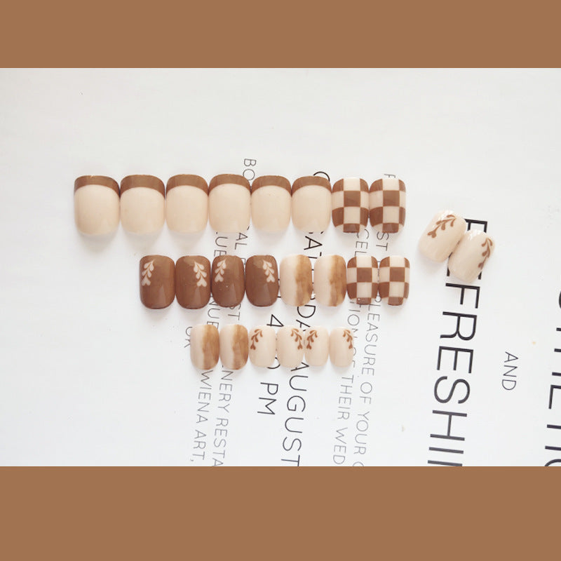 Beauty Nails Kurixiang Latte Pull Wearing Nail Nail Patch Nail Patch