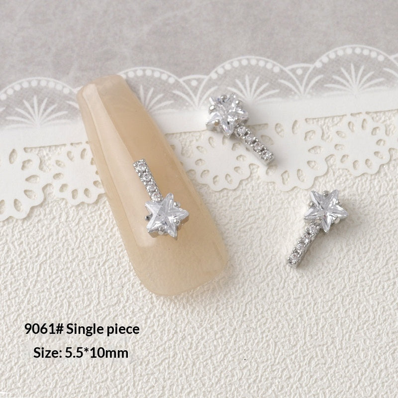 Silver Zircon Bow Nail Art Accessories