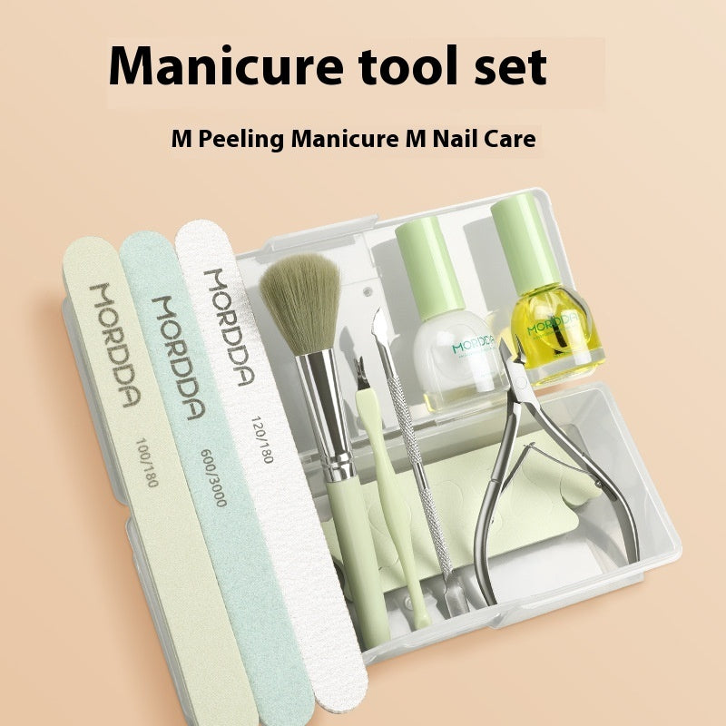 Mordda Nail Care Full Set Cuticle Nipper Steel Push Rub Polishing