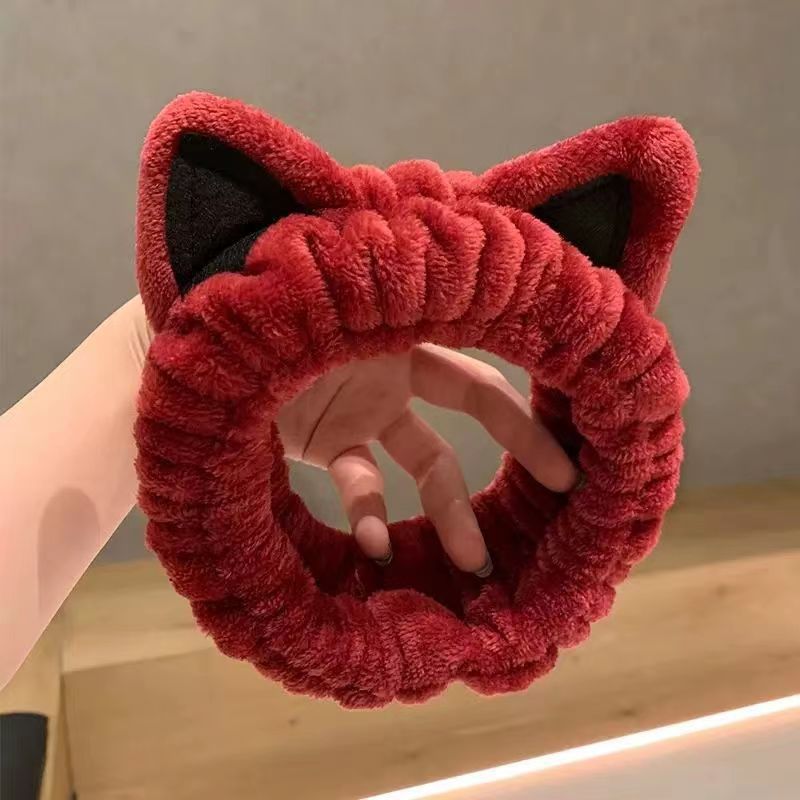 Cat Ears Headband Women's Face Wash Mask Headband