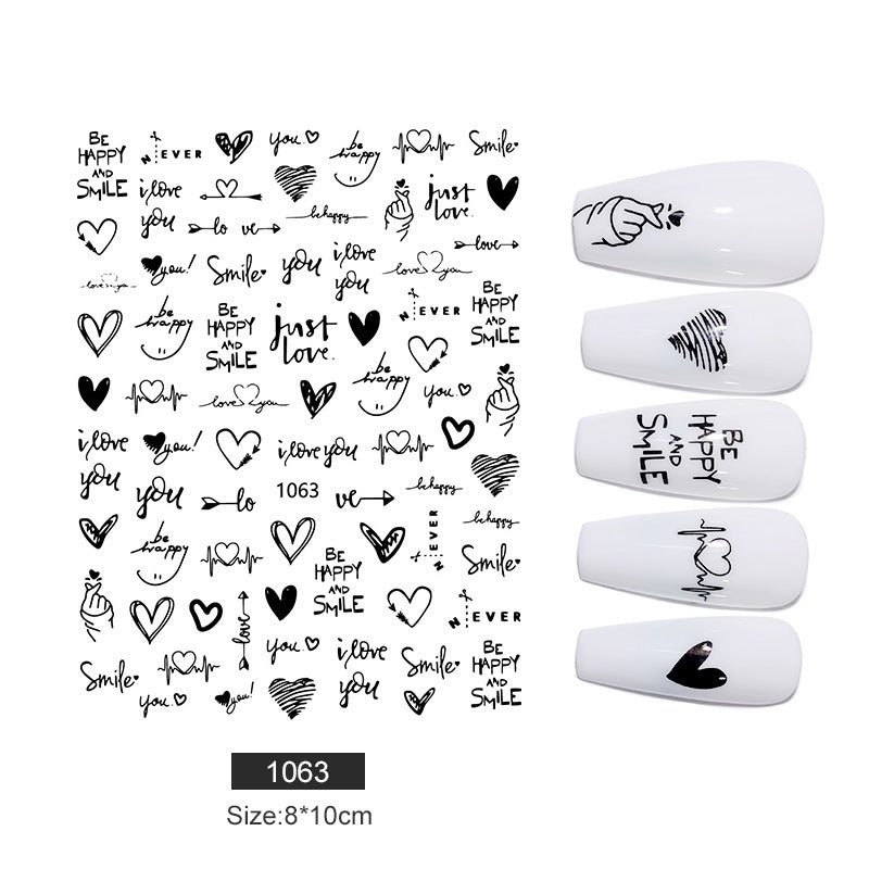 Love Heart English Letter Nail Sticker