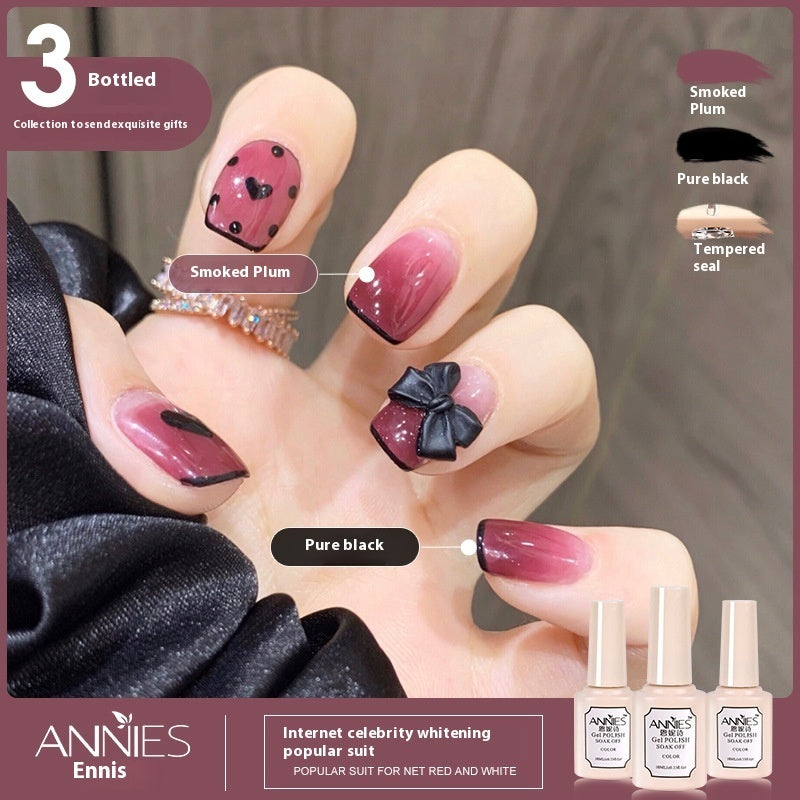 Annies Ennis Women's Three-color New Ice Jelly Nude Color Gel Nail Polish Suit