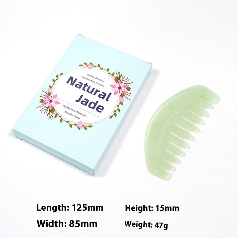 Dual-purpose Scraping Scalp Meridian Portable Head Massage Jade Comb