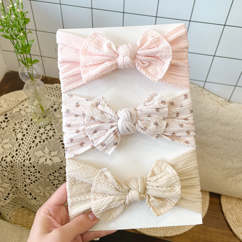 European And American Soft Jacquard Wide Bow Elastic Headband