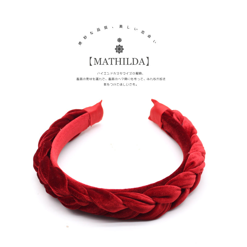 Vintage Solid Gold Velvet Braided Twist Embossed Headband