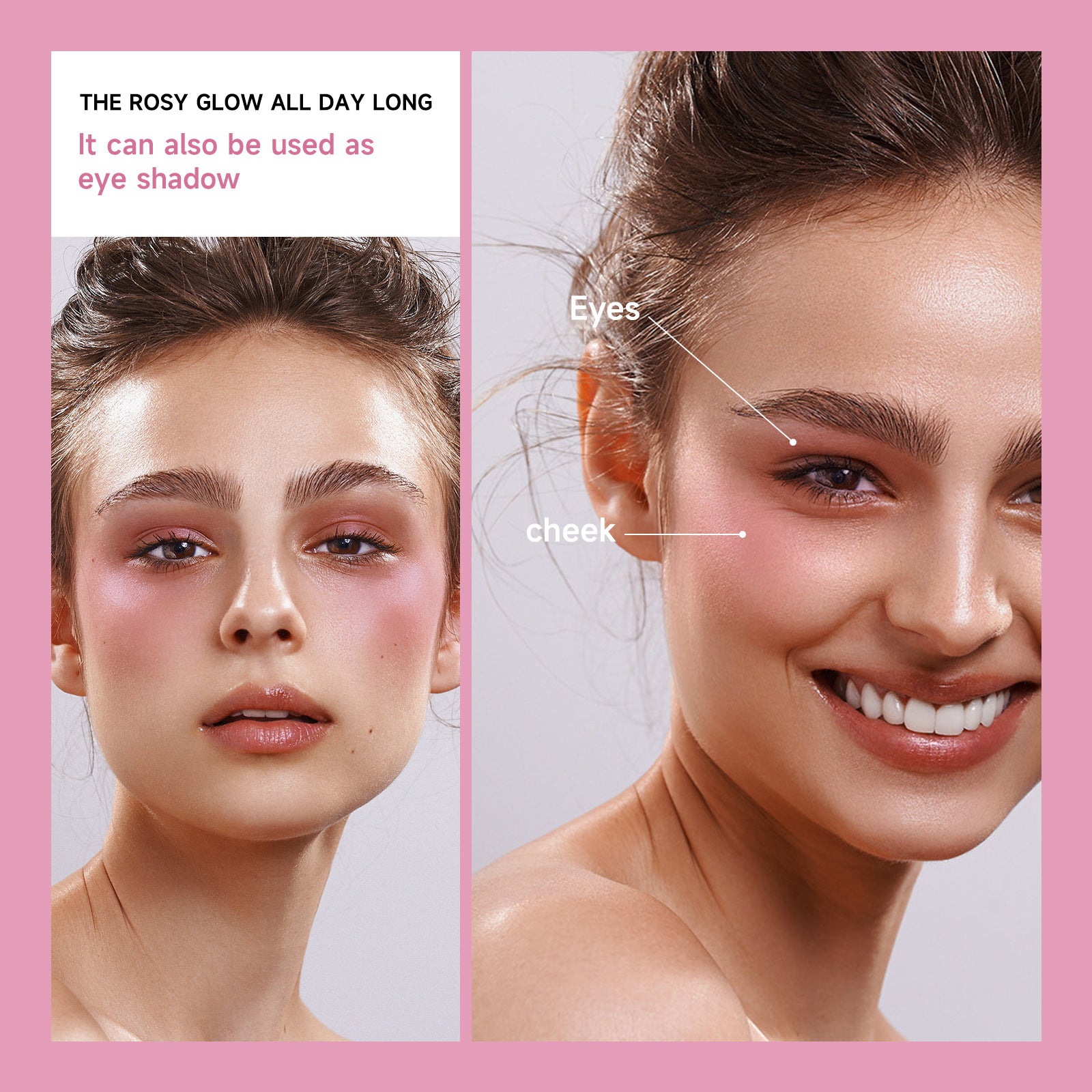 Derol Nude Makeup Rouge High Gloss Transparent Color-changing Blush
