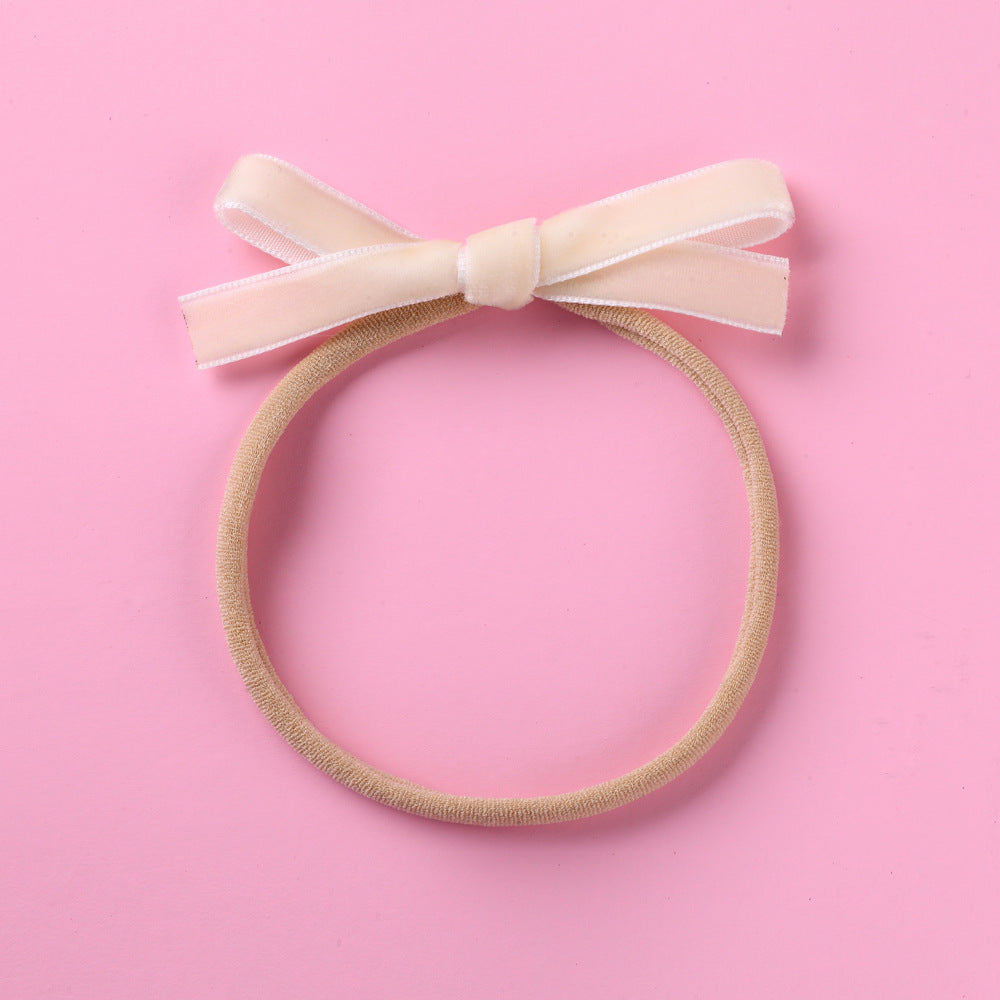Nylon Hair Cord Soft Flannel Bow Hair Tie
