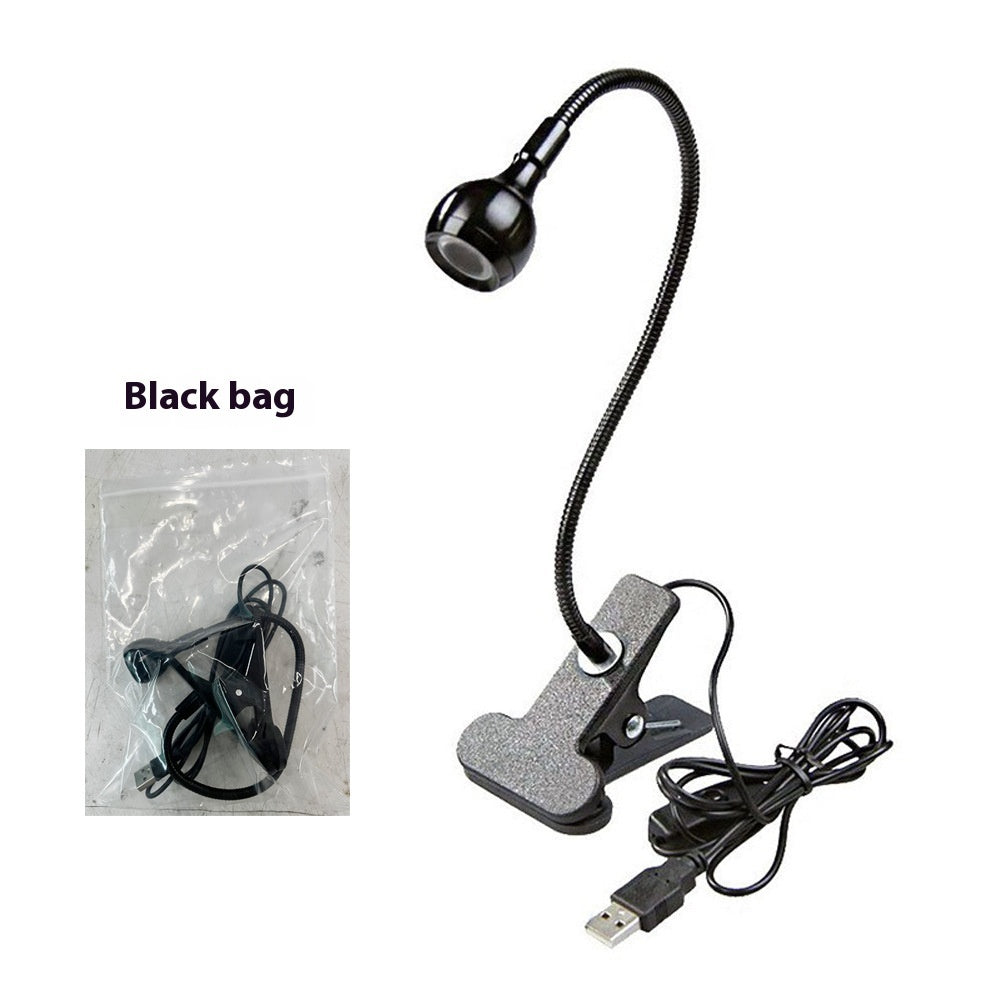 Gooseneck Hot Lamp USB Table Lamp With Clamp Nail Polish UV Glue Curing Black Light Bulb