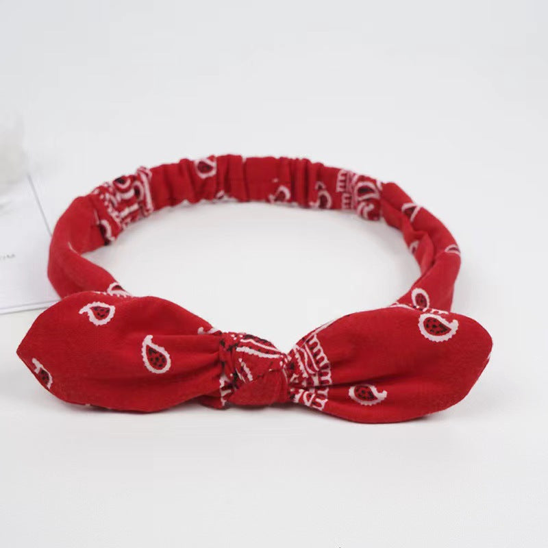 Bunny ears knotted elastic headband