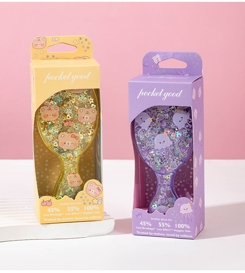 Comb Sequined Mini Air Cushion Comb Children's Fluffy Smooth Hair Comb Portable Small Portable Girl Scalp Massage Airbag Comb