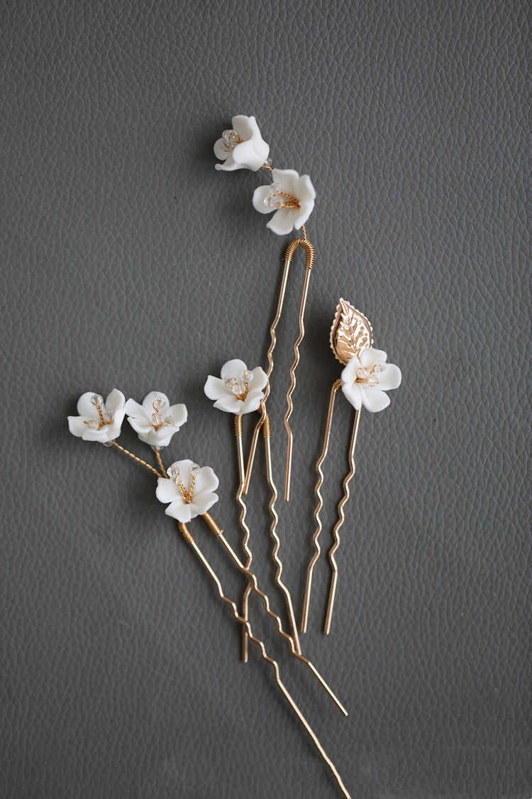 Handmade Beaded Ceramic Flower Hair Accessories