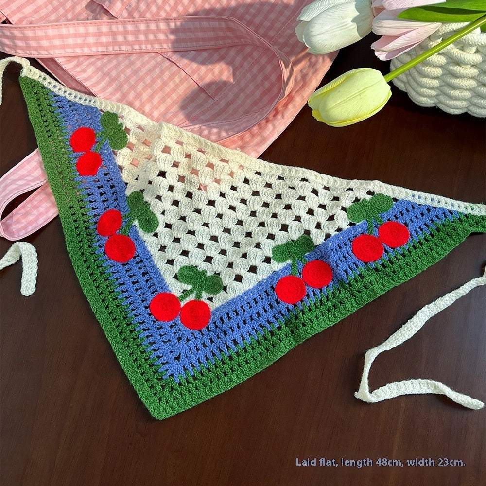 Cherry Knitted Triangular Binder Headscarf For Women