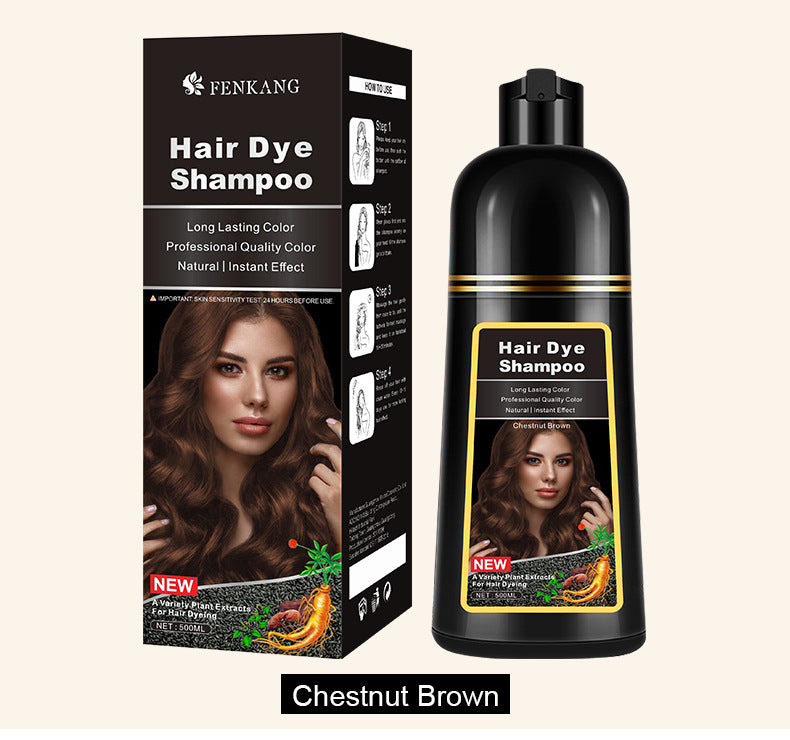 FENKANG English Black Plant Hair Dye Covering Gray Hair Wash Black Bubble Hair Color Cream